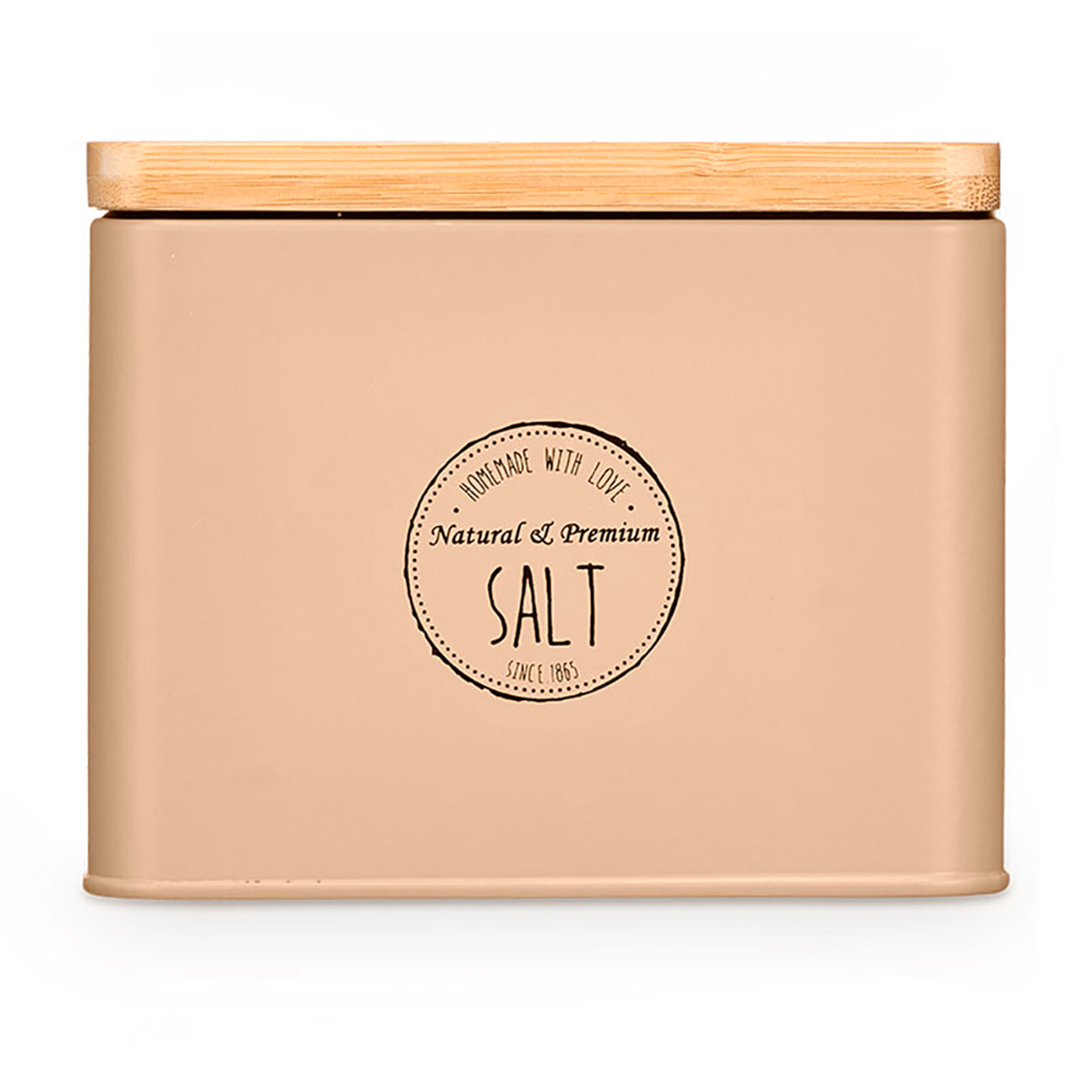 Salero beige con tapa de bambú. Diseño "Salt".
