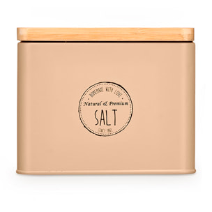 Salero beige con tapa de bambú. Diseño "Salt".