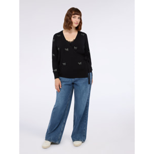 Fiorella Rubino - Cardigan fiocchetti e chiusura a portafoglio - Nero