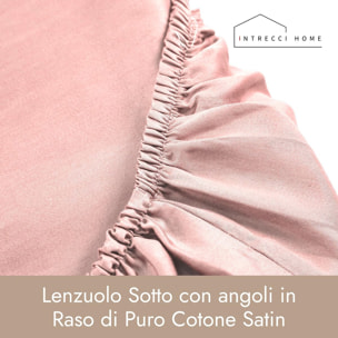 Intrecci Home Lenzuolo con Angoli, Lenzuolo Sotto in Raso di Puro Cotone Satin,Made in Italy, Morbidezza Suprema, Elegante e Confortevole, Tinta Unita