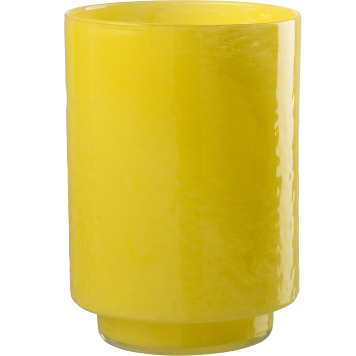 J-Line Vase Cylindre Relief - verre - jaune - medium
