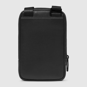 Piquadro Porta telefono da collo in pelle con porta carte di credito, schermato con protezione RFID