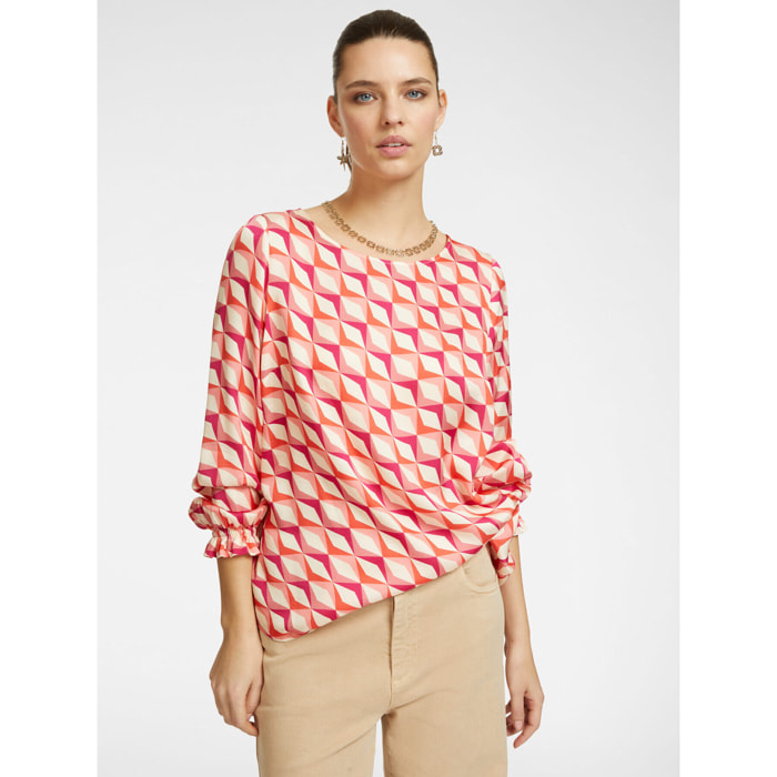 Elena Mirò - Blusa dalla stampa geometrica - Rosso