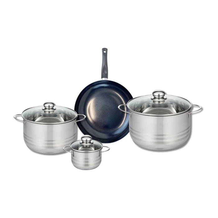 Ensemble de 1 Poêle de cuisson 24 cm et 3 faitouts 12, 20 et 24 cm Elo Prima Brillant