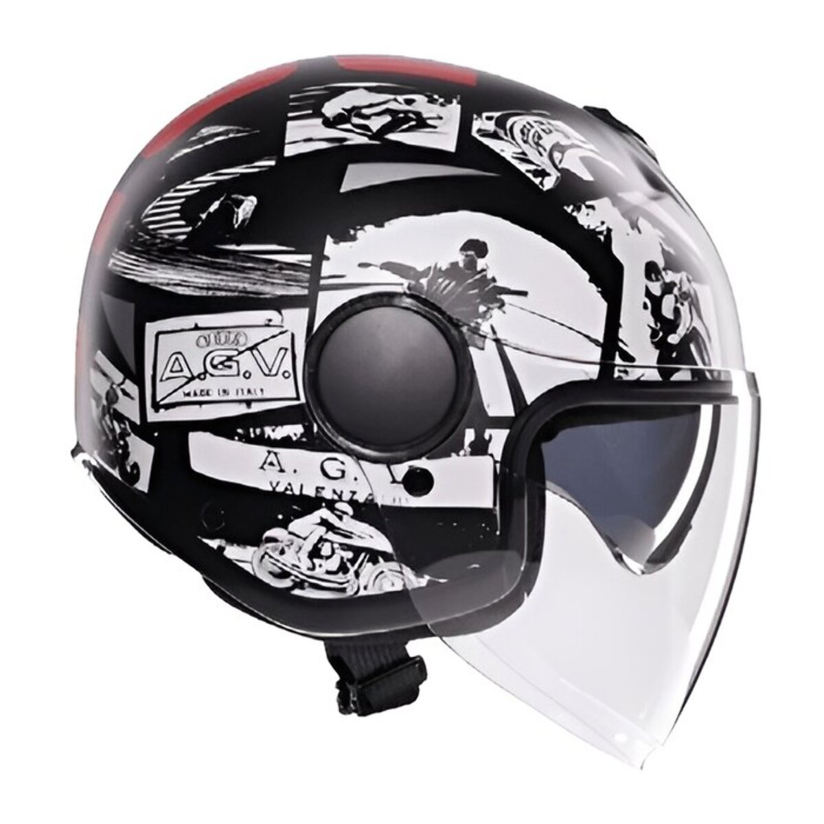 CASCO AGV ETERES E2206 HISTORY MATT BLACK/WHITE/RED