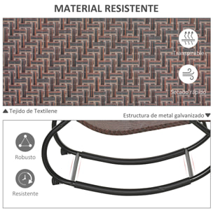 Tumbona Mecedora de Exterior con Reposabrazos y Reposacabezas 61x160x79cm Marrón