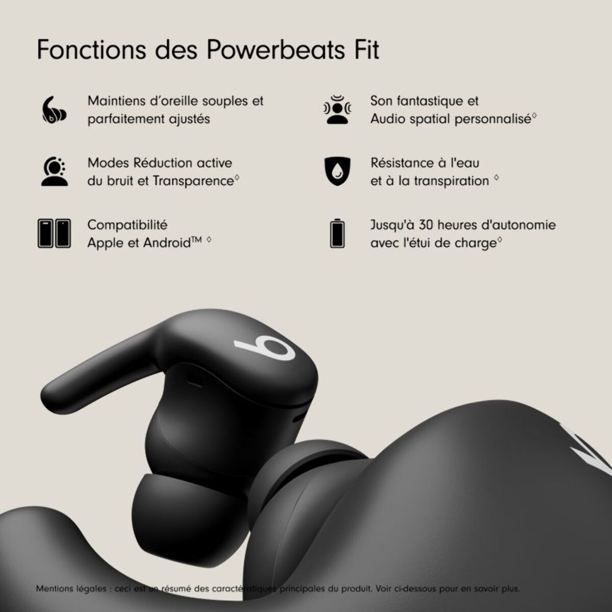 Ecouteurs sport BEATS Powerbeats Fit Noir
