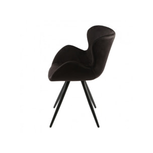 Chaise en velours avec piètement en métal noir - LILOU