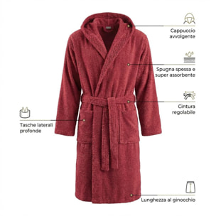 INTRECCI HOME Accappatoio Uomo e Donna, in Puro Cotone Jacquard 500 g, , Morbidezza Extra, Avvolgente, con Cappuccio e Tasche, Elegante e Confortevole,