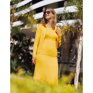 Falda Midi Botones Mostaza - Erepit