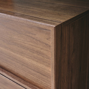 Commode de rangement effet bois noyer 4 tiroirs L 80 x P 43 x H 98.5cm - Kuba