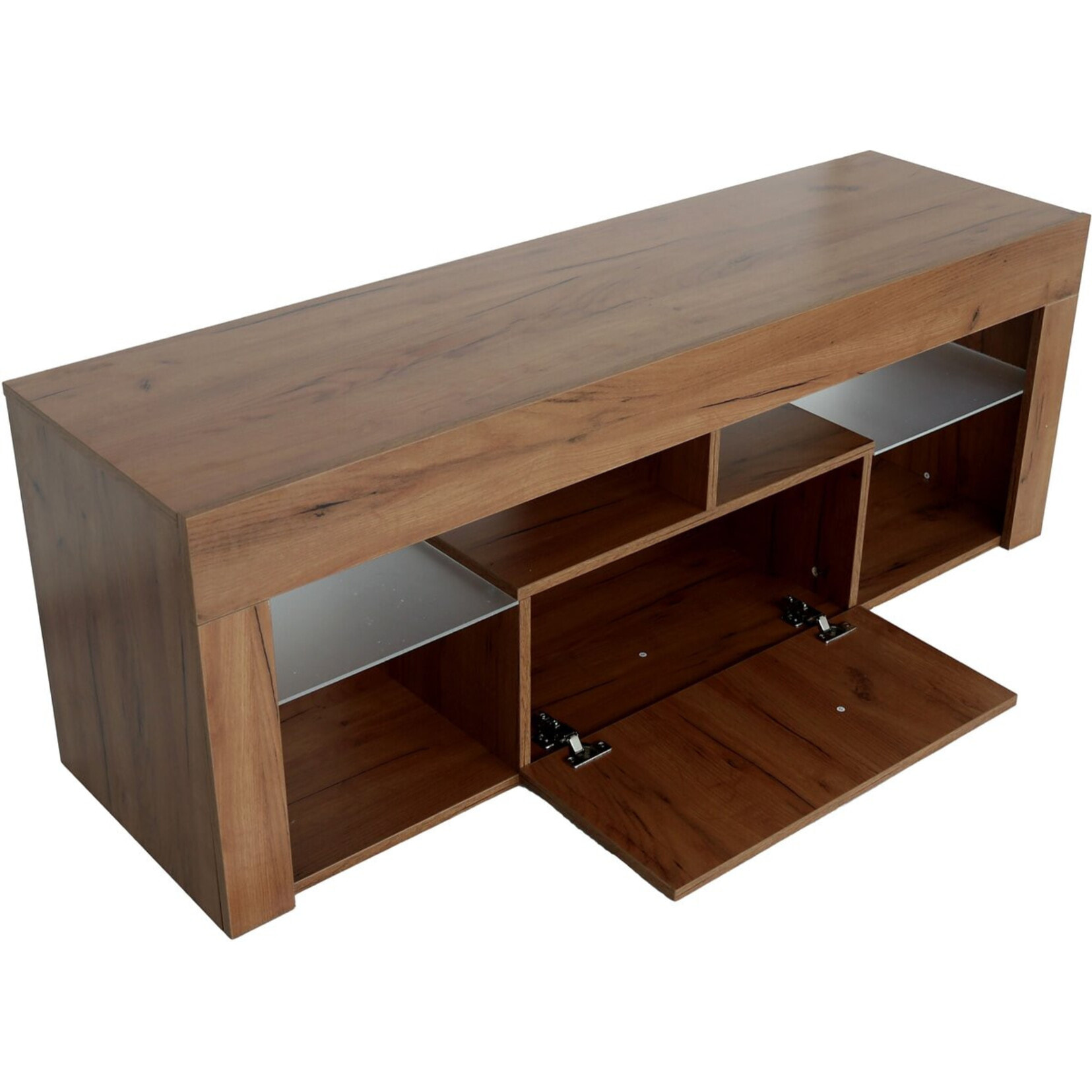 Meuble TV design bois "Hugo" - 140 x 40 x 50 cm - Marron