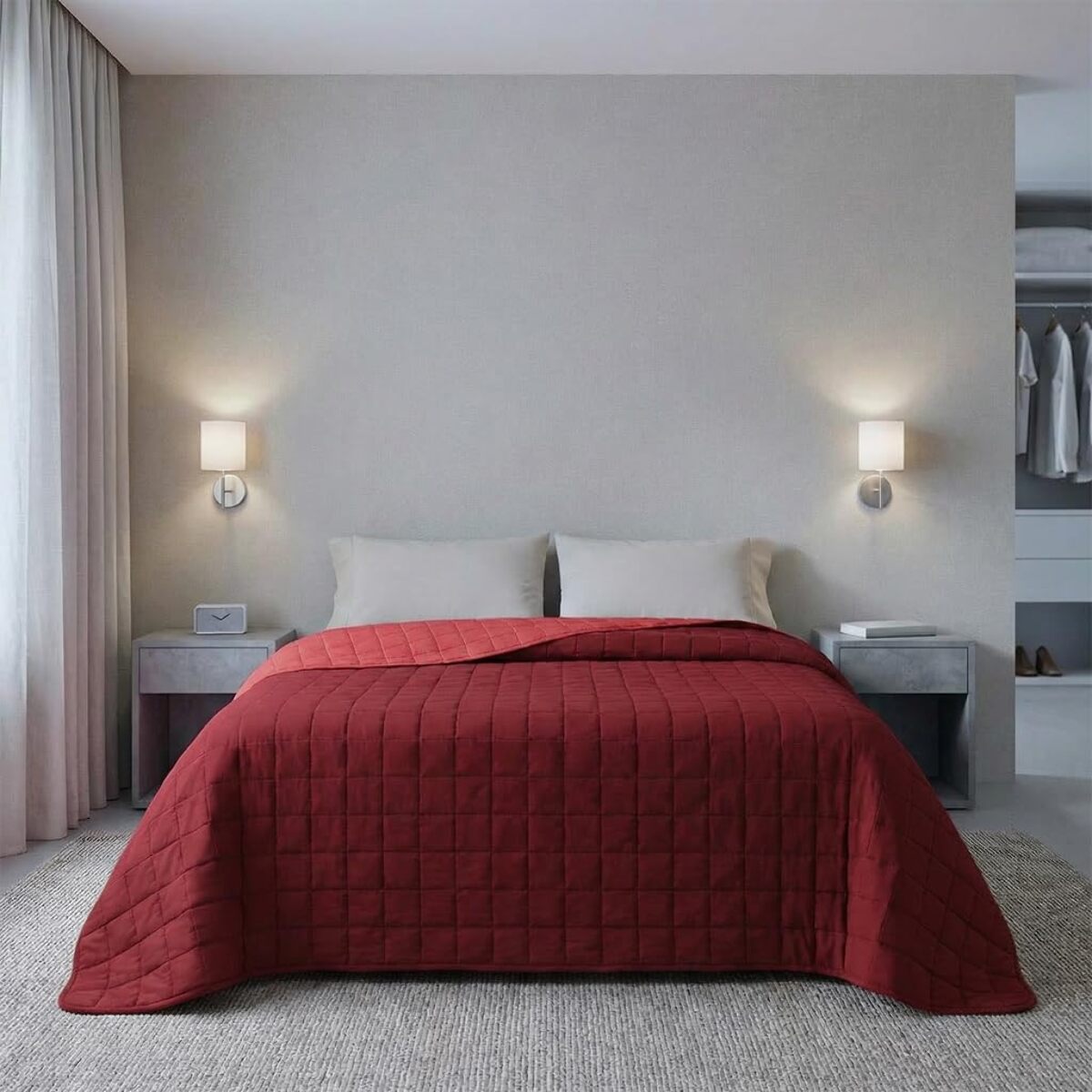 Copriletto una piazza e mezza estivo leggero double face 210x260 cm, trapunta estiva traspirante e morbida, coperta primaverile elegante e moderna, design reversibile per doppio stile, ideale per stagione calda, resistente e facile da lavare