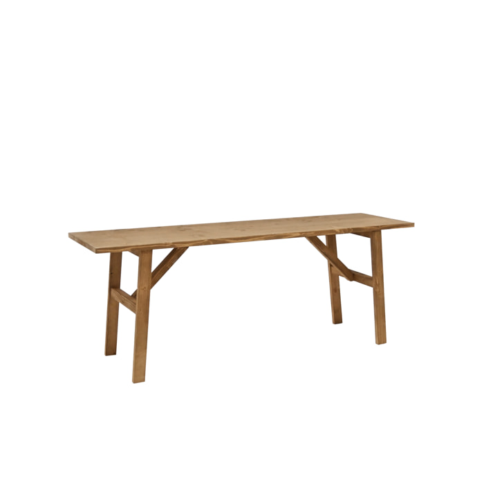 Banqueta de madera maciza en tono roble oscuro de 120x45cm Alto: 45 Largo: 120 Ancho: 35