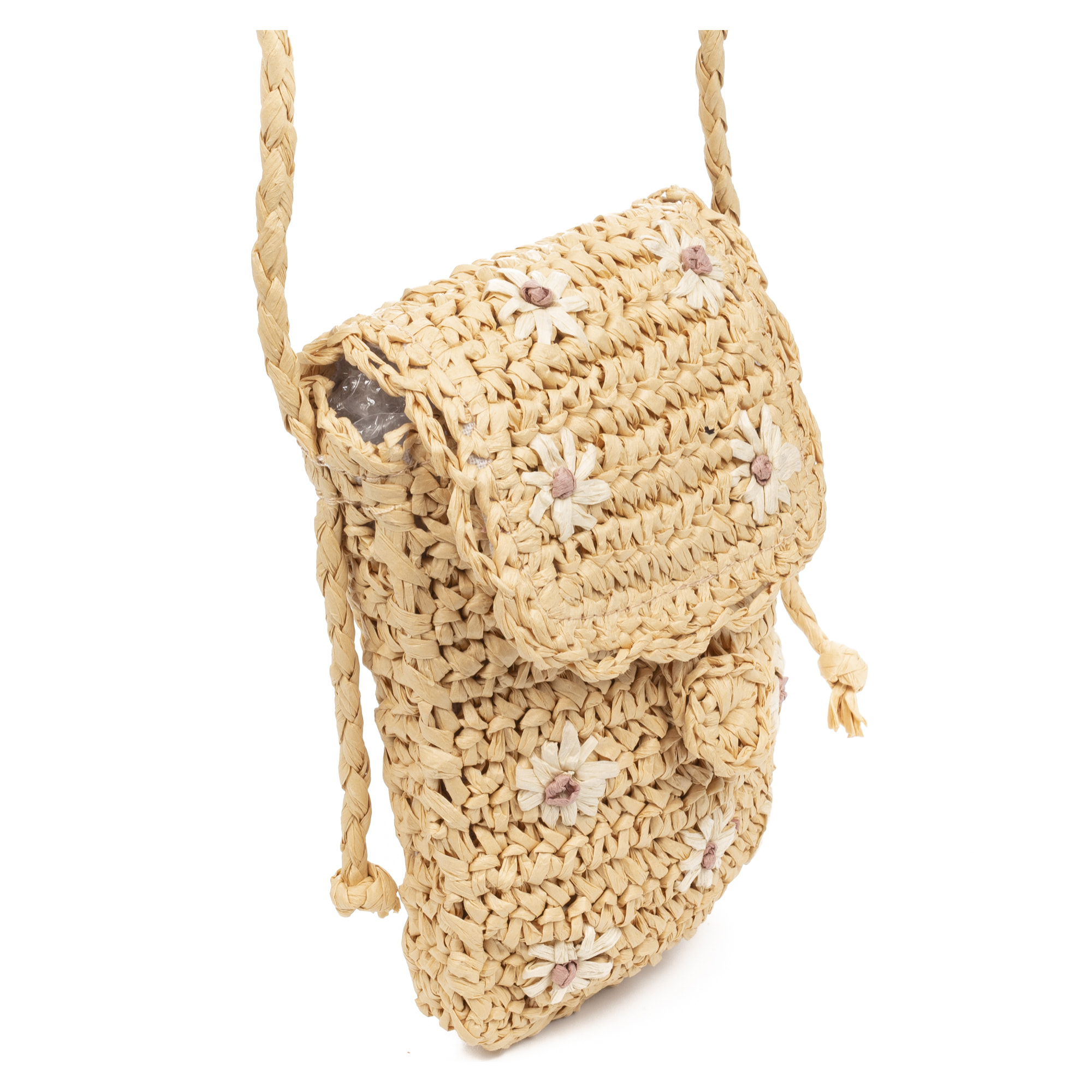 Zero borsa a tracolla in rafia di carta intrecciata.