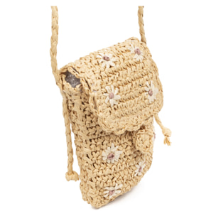 Zero borsa a tracolla in rafia di carta intrecciata.