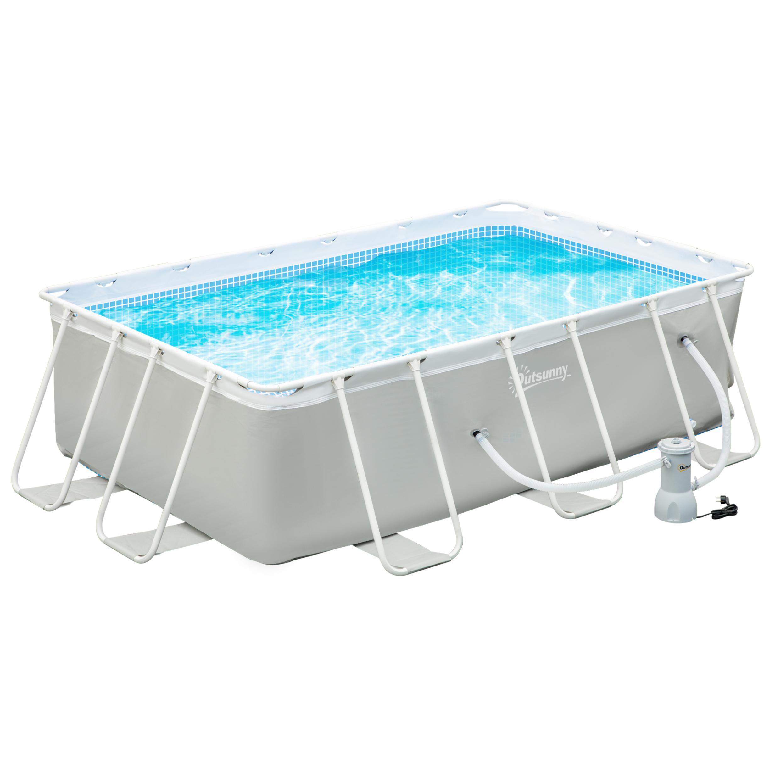 Piscina Desmontable Tubular 340x215x80 cm con Depuradora Cartucho 4.000 L/H Gris