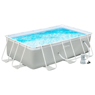 Piscina Desmontable Tubular 340x215x80 cm con Depuradora Cartucho 4.000 L/H Gris