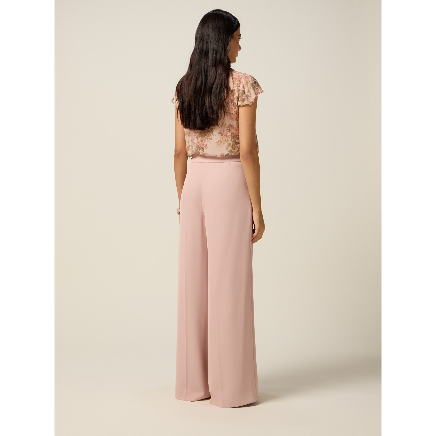Oltre - Pantalones palazzo de tejido fluido - Rosa