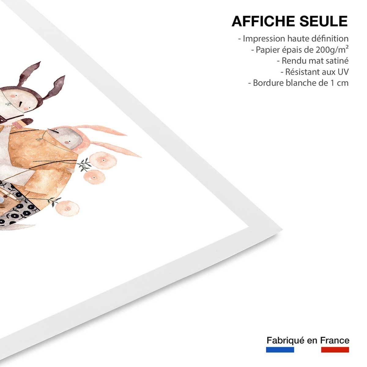 Affiche enfant oiseaux et crème glacée  Affiche seule