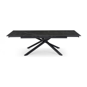 Table extensible en céramique marbré noir L160/240cm - 9 piètements - UNIK