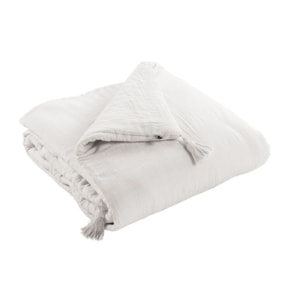 Édredon 150x150 cm en gaze de coton avec pompons - GAIA
