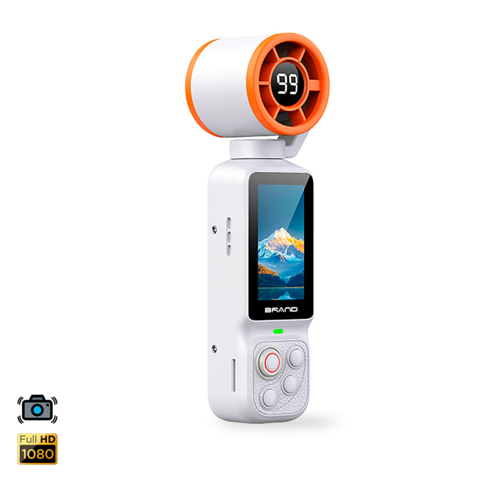 Cámara deportiva LK-035 de 48MPX con giro 180° y ventilador incorporado. Pantalla HD 1,97” ideal para fotos y vídeo FHD, con grabación en ciclo. Incluye lanyard para muñeca.