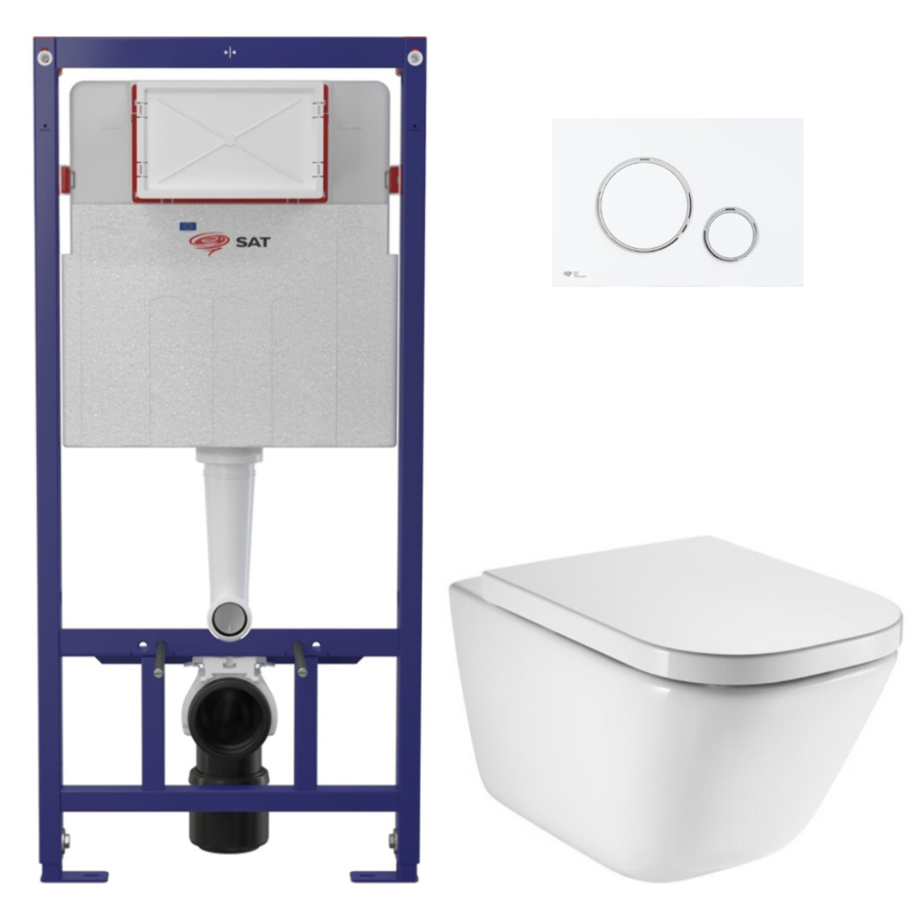 Pack WC bâti-support ECO 2L Swiss Aqua Technologies + WC suspendu Roca avec abattant SoftClose + plaque (STEROGAWR04-FR)