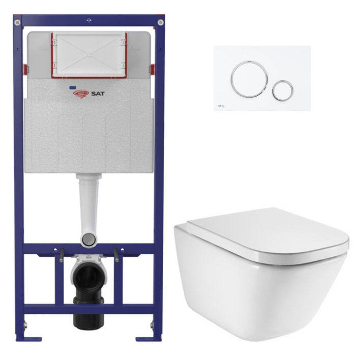 Pack WC bâti-support ECO 2L Swiss Aqua Technologies + WC suspendu Roca avec abattant SoftClose + plaque (STEROGAWR04-FR)