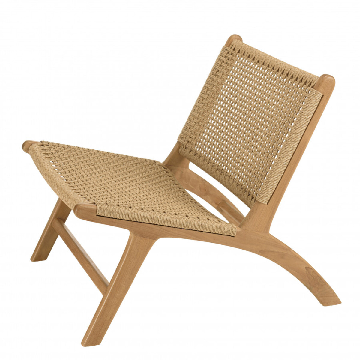 VALERIA - Lot de 2 fauteuils lounge de jardin teck rotin synthétique beige