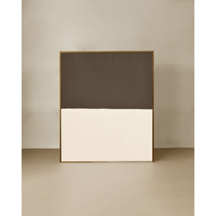 Tableau marron et blanc décoratif sur coton avec cadre en bois peint à la main à la peinture à l'huile en différentes tailles