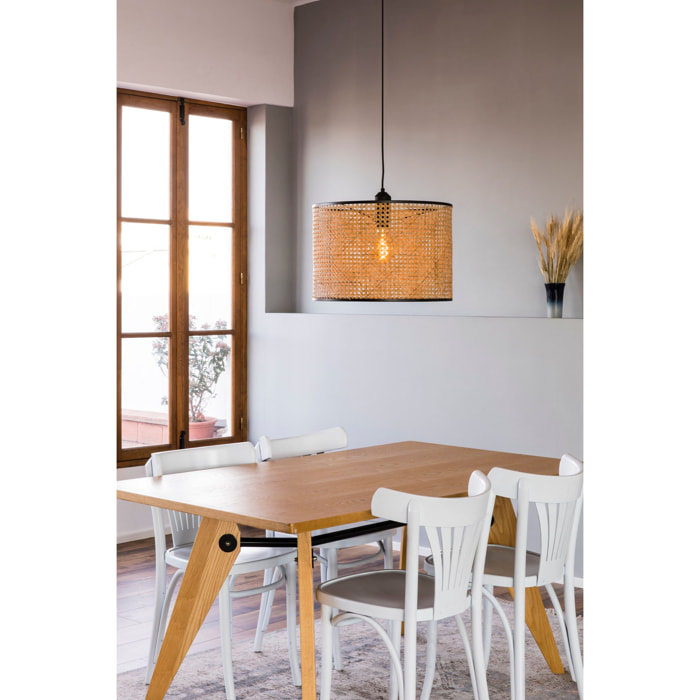 MAMBO 450 Lampe suspension simple noir/rotin