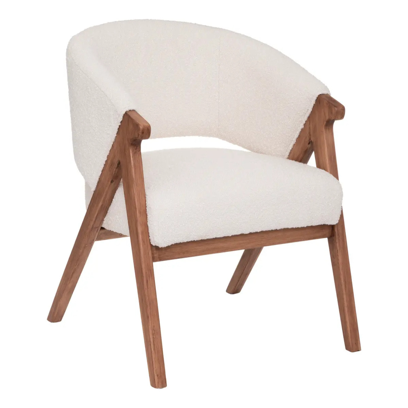 Fauteuil "Amza" - bouclette - blanc