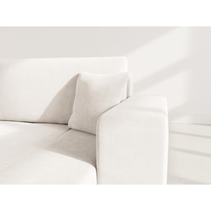 Nicole - Canapé d'angle réversible 5 places convertible avec coffre en tissu - Beige