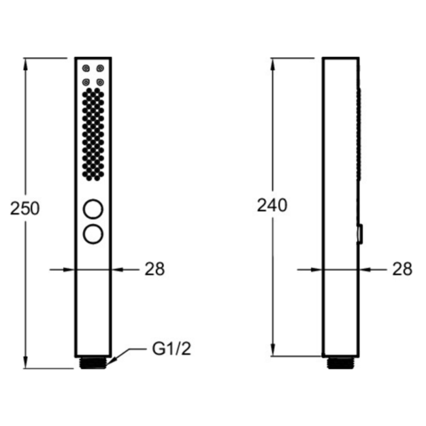Pommeau de douche Shift+ carré 2 jets chromé + flexible 175 cm métal