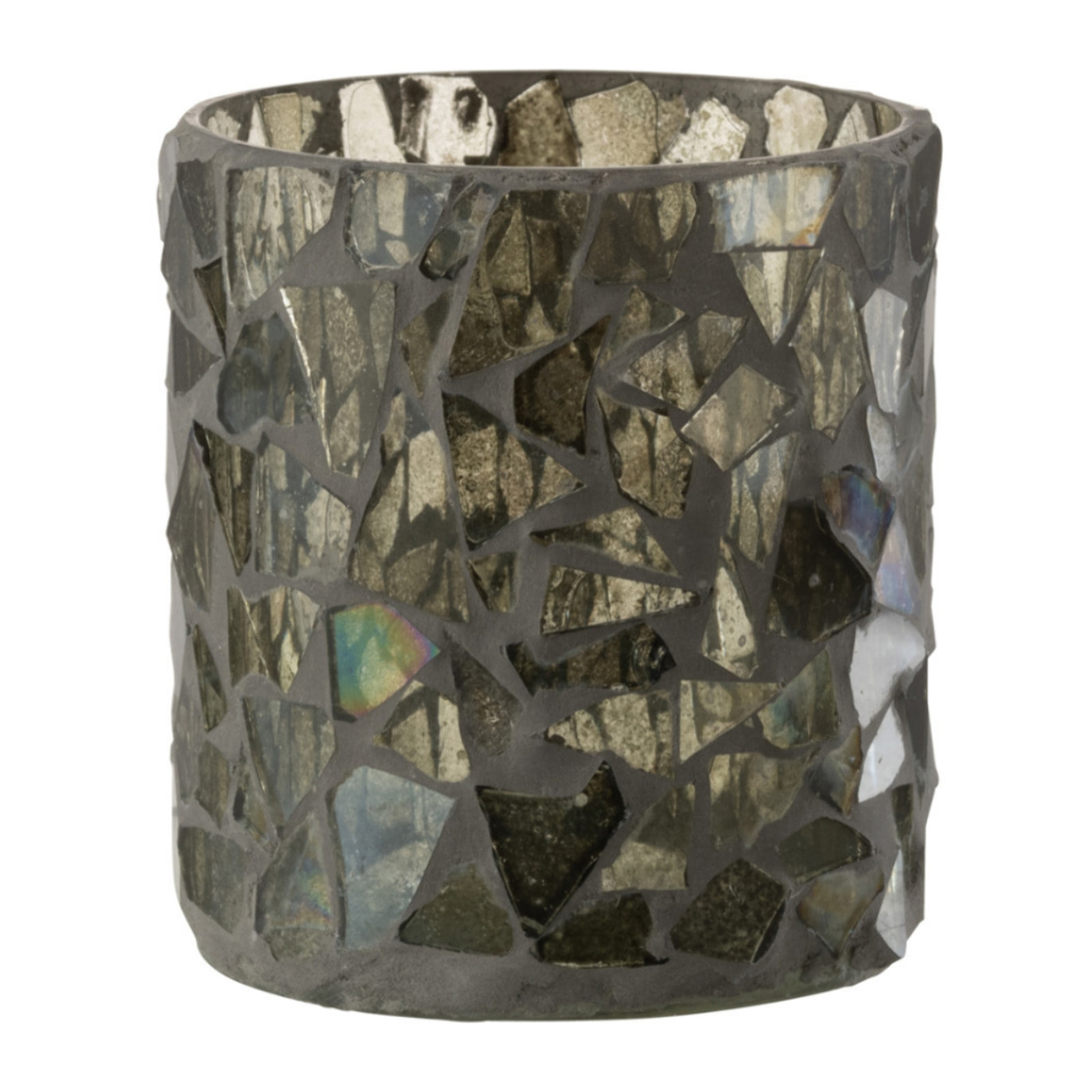 J-Line photophore Mosaïque - verre - gris/vert - small - 2 pcs