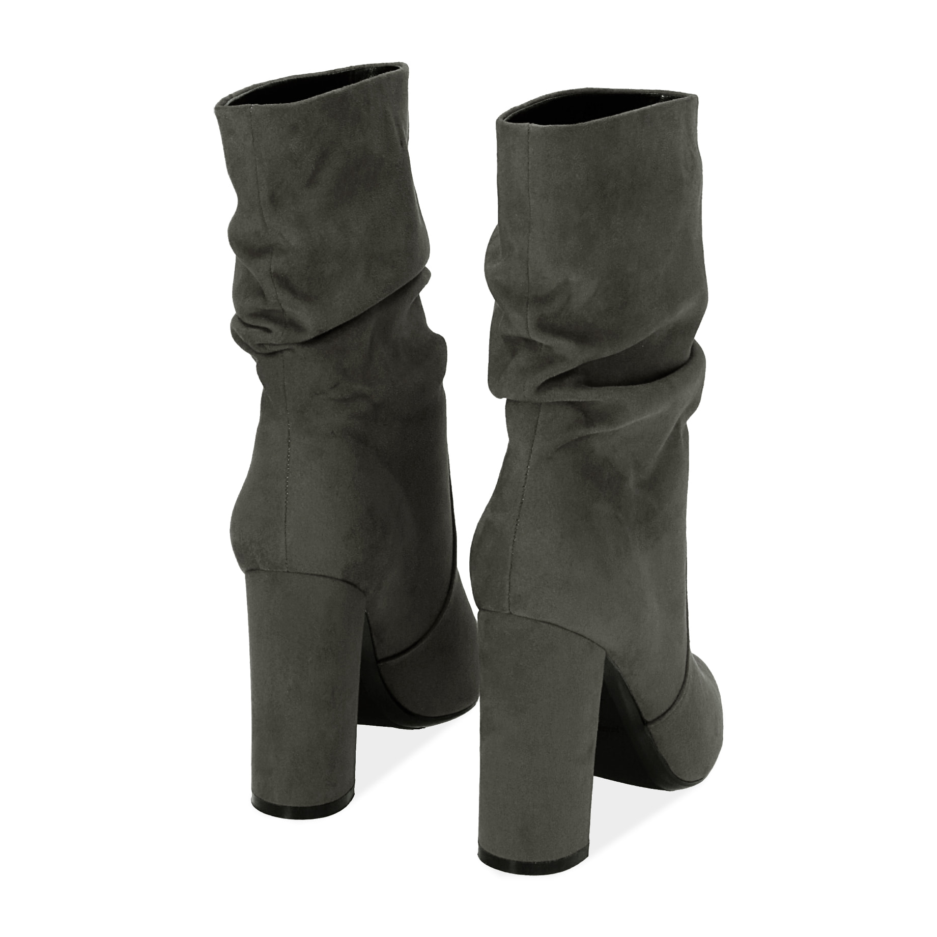 Ankle boots grigi in microfibra, tacco 10,5 cm