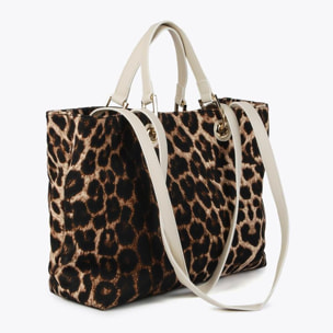 Borsa shopper con stampa animalier