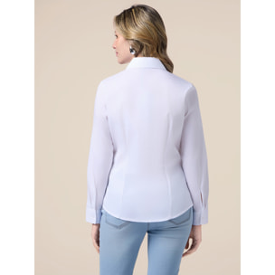 Oltre - Camicia in popeline con bottone gioiello - Bianco