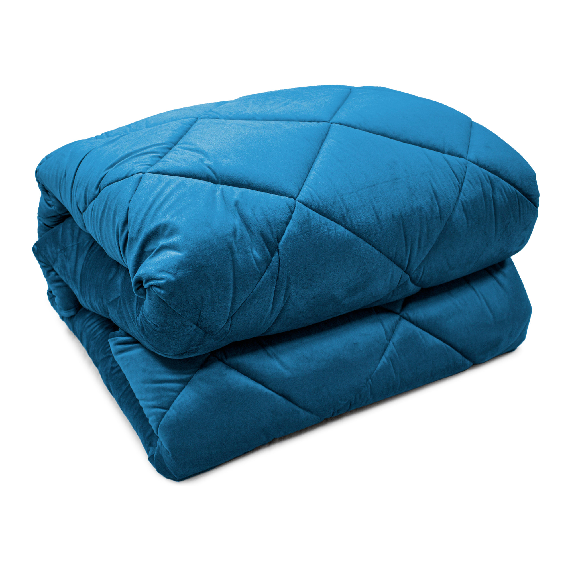 TRAPUNTA INVERNALE MATRIMONIALE IN VELLUTO AZZURRO PRODOTTO ITALIANO