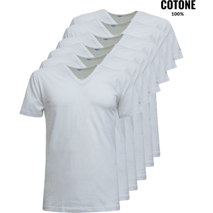 6 T-Shirt Uomo LEGEA Art. 830 Scollo V Bianco
