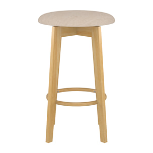 Lot de 2 tabourets pour îlot central 66 cm en tissu beige - Vahina
