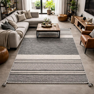 Tapis kilim Buvo tissé à la main en Coton