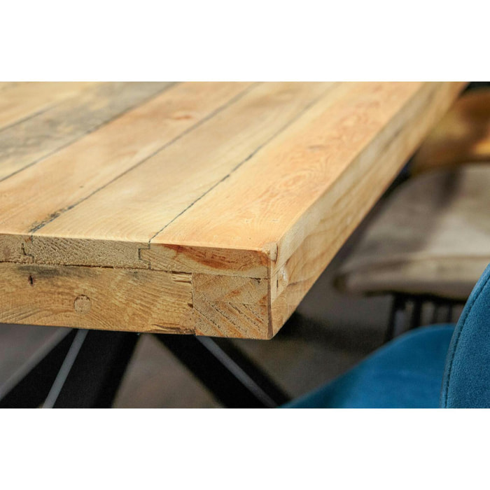 Table pied central bois recyclé 200 CANBERRA