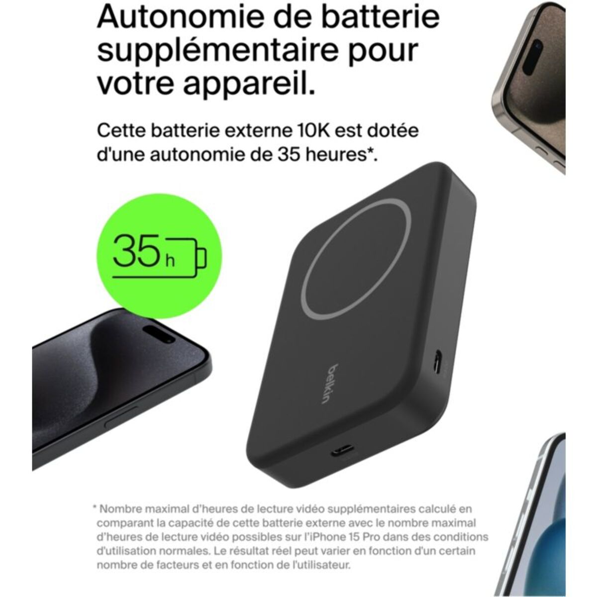 Batterie externe BELKIN 10000 mAh 15W MagSafe avec support