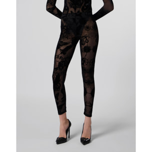 PHILIPP PLEIN Tulle Leggings Flock Butterfly Tattoo