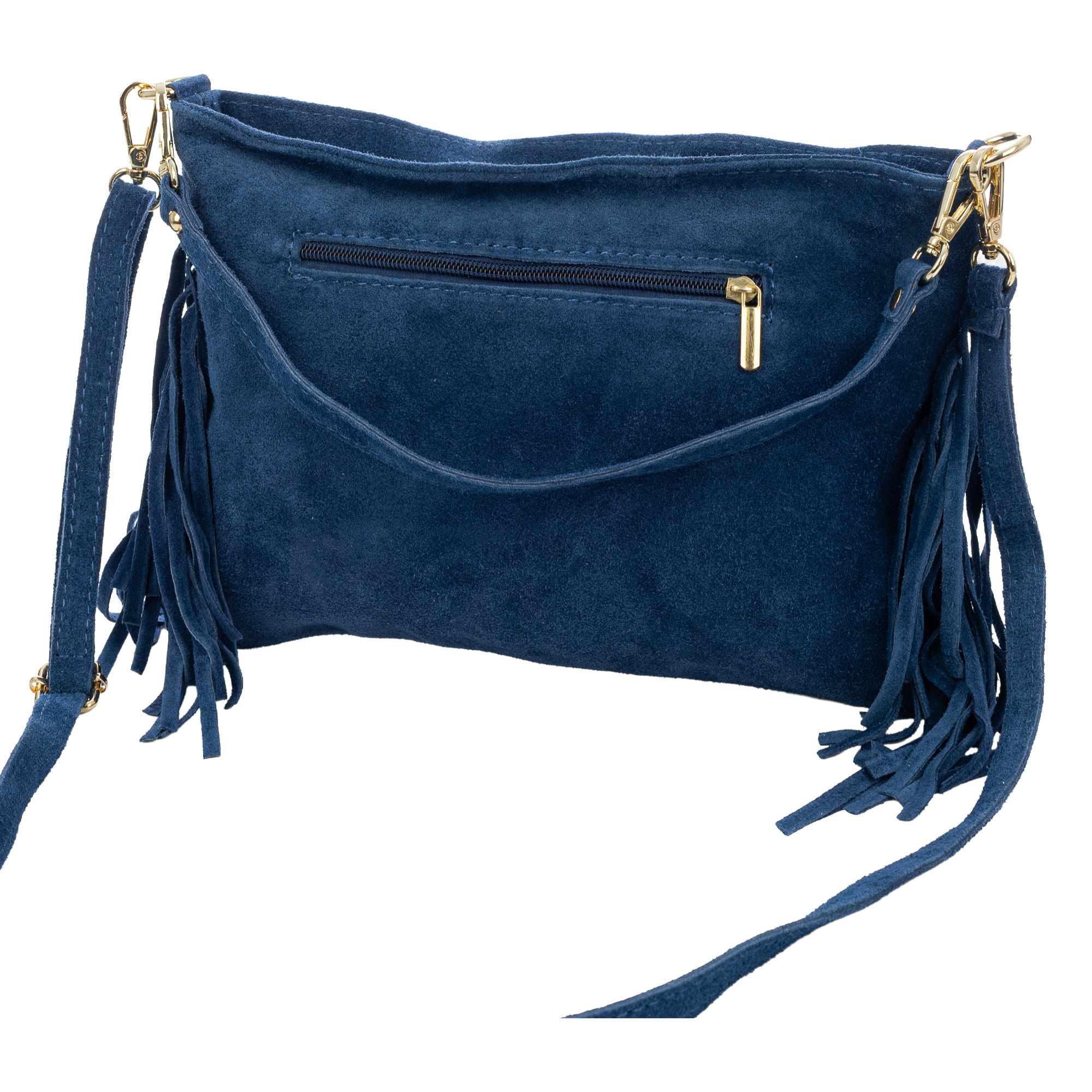 Bellegra Bolso de hombro Mujer. Piel auténtica Gamuza con detalles metálicos.