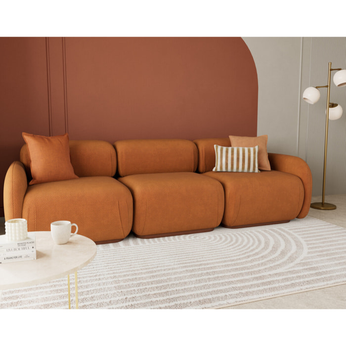 Penelope - canapé droit modulable 3 places en velours texturé - Terracotta