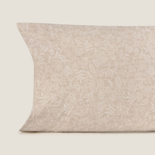 Funda de almohada de algodón 180 hilos floral Dreja color marron beige 100% Algodón