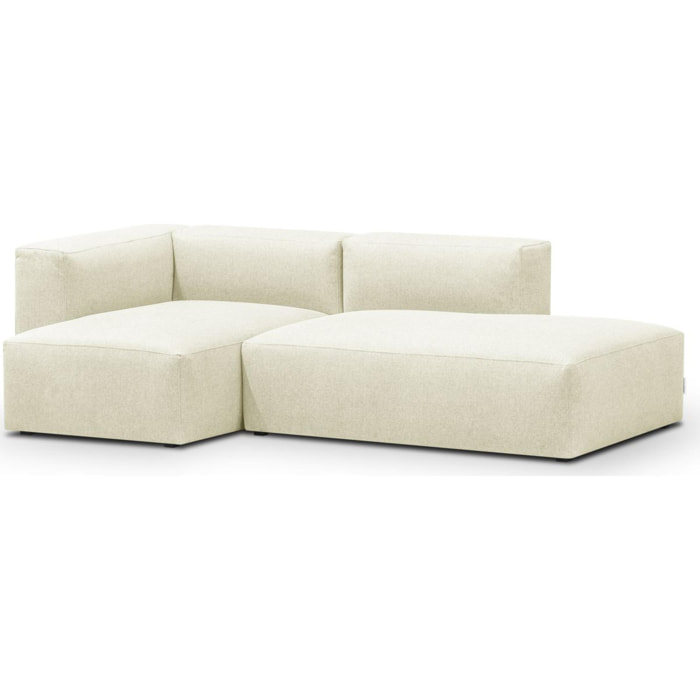 Canapé d'angle à gauche modulable avec méridienne 3/4 places en tissu ivoire - Modulo New